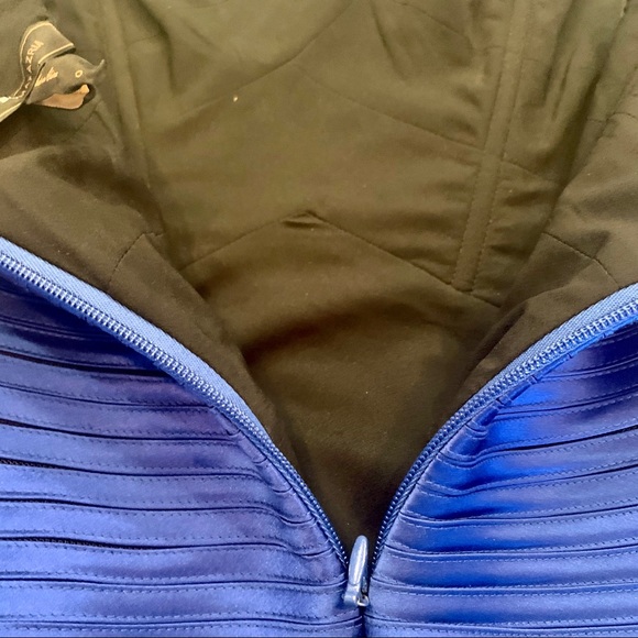 BCBG Blue Sapphire One Strap Woven Plisse Dress - Picture 6 of 8